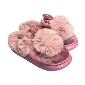 Women's Purple Rabbit Ears Plush Slippers Size 7 Soft Comfy Cozy Gift Bunny